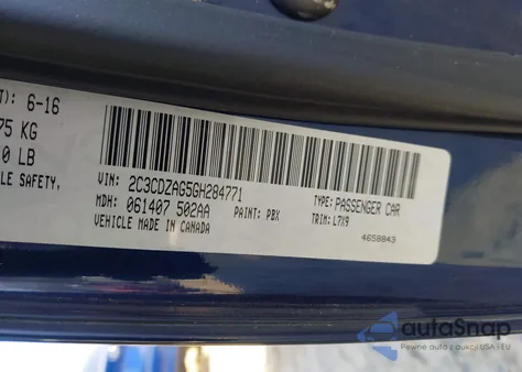 2016 Dodge Challenger Sxt из США, поврежденный, VIN 2C3CDZAG5GH284771